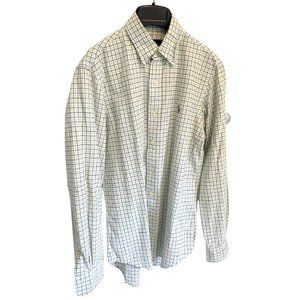 Ralph Lauren Button Up Shirt in Green, Navy Blue, and White; Size Small